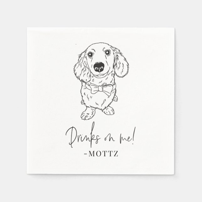 Servilleta De Papel Dachshund Cocktail Napkin Perro Boda moderno (Anverso)