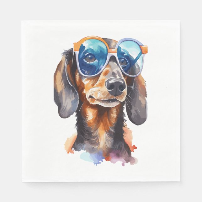 Servilleta De Papel Dachshund con lentes de sol 4 (Anverso)