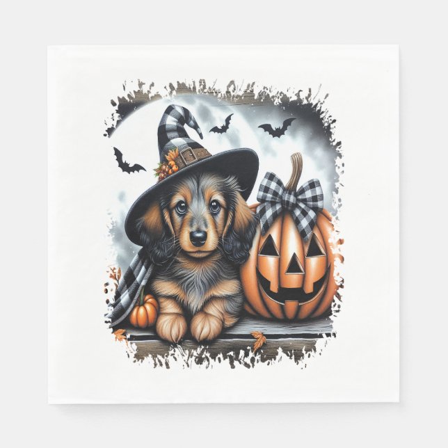Servilleta De Papel Dachshund Dog Halloween (Anverso)