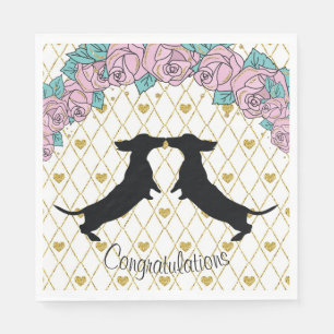 Servilleta De Papel Dachshund Floral Hearts Engagement Cuadros de pape