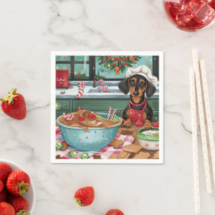 Servilleta De Papel Dachshund Holiday Baking: Navidades festivos