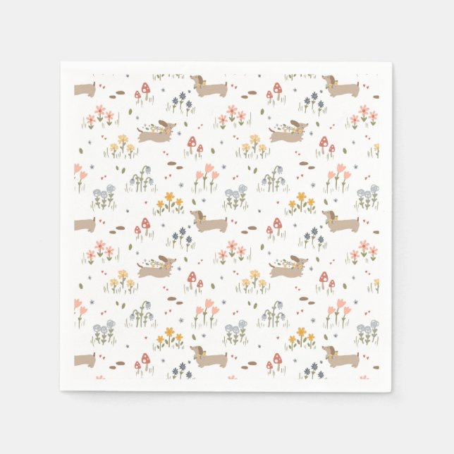 Servilleta De Papel Dachshund Lover Weiner Dog Sausage Dog Wildflower (Anverso)