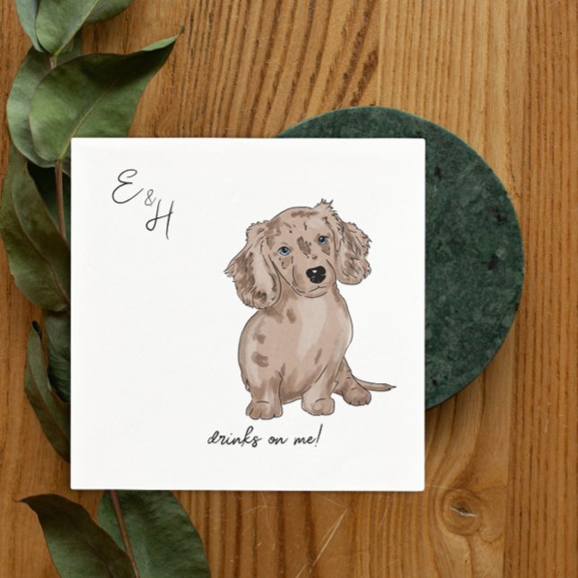 Servilleta De Papel dachshund merl acuarela Boda Cocktail Napkins (Subido por el creador)