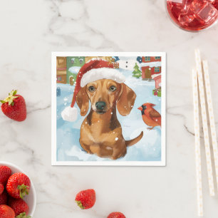 Servilleta De Papel Dachshund Pascua de Invierno Alegría de Navidad