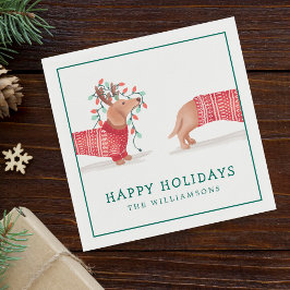 Servilleta De Papel Dachshund Perro Navidades de punto rojo acogedor s
