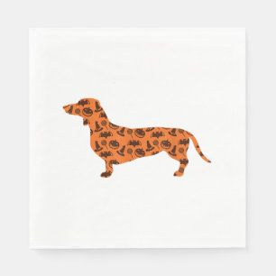 Servilleta De Papel Dachshund Pumpkin Bruja Gracioso Halloween