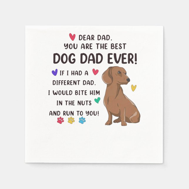Servilleta De Papel Dachshund Querido Padre, Eres Lo Mejor (Anverso)