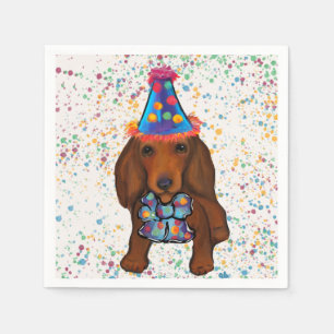 Servilleta De Papel Dachshund rojo de pelo largo