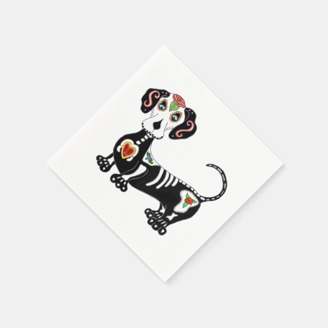 Servilleta De Papel Dachshund Sugar Skull (Borde)