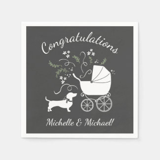 Servilleta De Papel Dachshund Weiner Perro Baby Shower Sexo Neutral