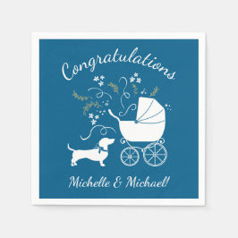 Servilleta De Papel Dachshund Wiener Dog Baby Shower Blue Boy