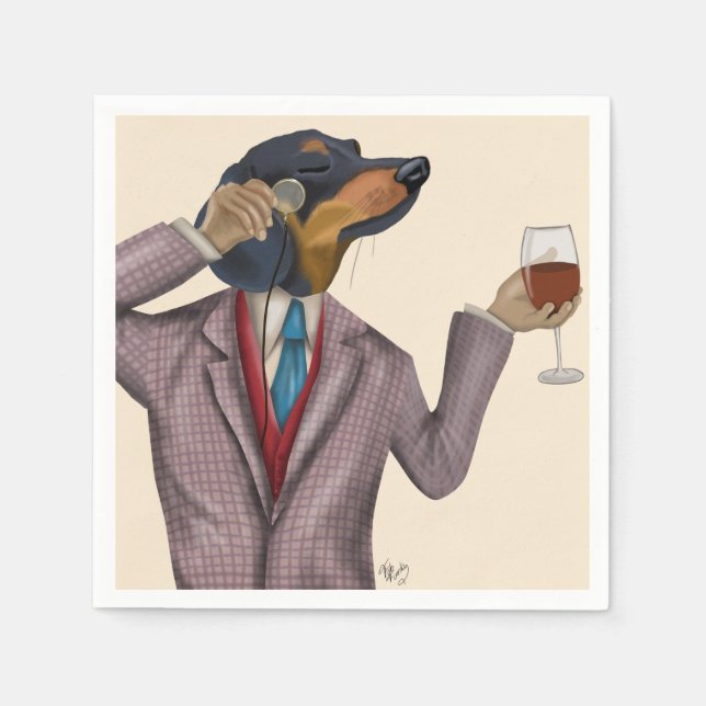 Servilleta De Papel Dachshund Wine Snob (Anverso)