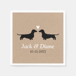 Servilleta De Papel Dachshunds Boda Pareja con texto Personalizado
