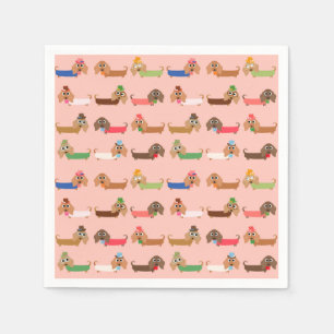 Servilleta De Papel Dachshunds en rosa