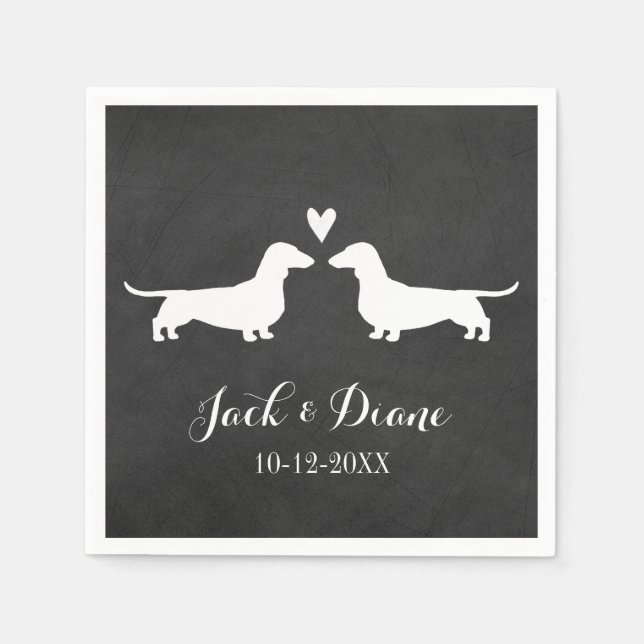 Servilleta De Papel Dachshunds Pareja Boda Perro Personalizada (Anverso)