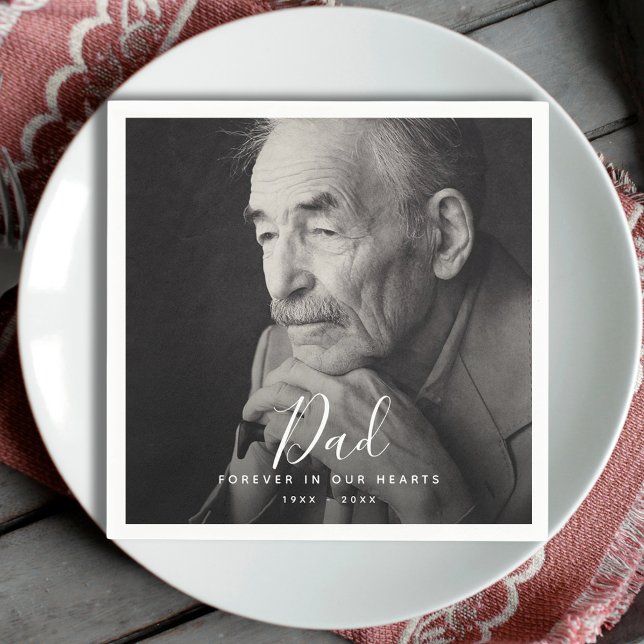 Servilleta De Papel Dad Photo Memorial Tribute Funeral (Dad Memorial Napkins)