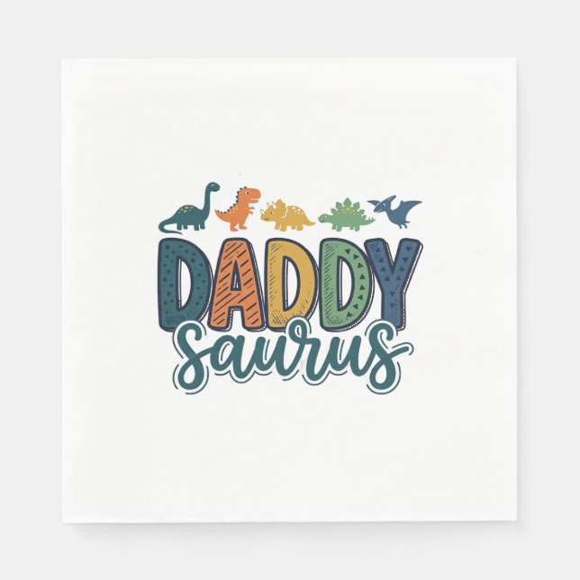 Servilleta De Papel Daddy Saurus Diseño de vector de papá dinosaurio l (Anverso)