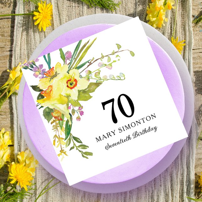 Servilleta De Papel Daffodil blanco amarillo 70 cumpleaños (Subido por el creador)