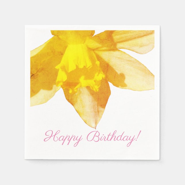 Servilleta De Papel Daffodil Cumpleaños Cocktail Paper Napkins (Anverso)