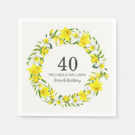 Servilleta De Papel Daffodils blancos amarillos Wreath Fiesta de cumpl