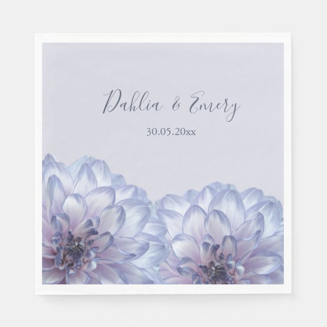Servilleta De Papel Dahlia flores lila boda azul floral (Anverso)