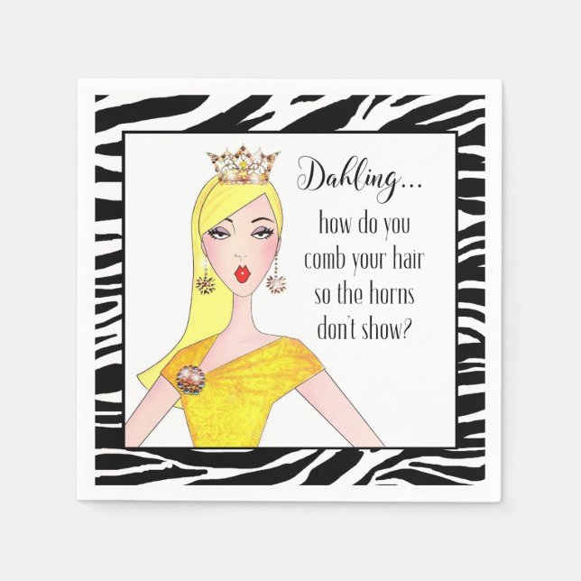 Servilleta De Papel "Dahling, ¿cómo escondes tus cuernos?" (Anverso)