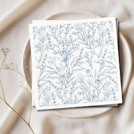 Servilleta De Papel Dainty Blue & White Floral Paper Cocktail Napkins