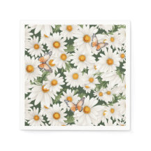 Daisies acuarelas y mariposas