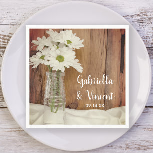 Servilleta De Papel Daisies blancos en Boda de botellas de leche