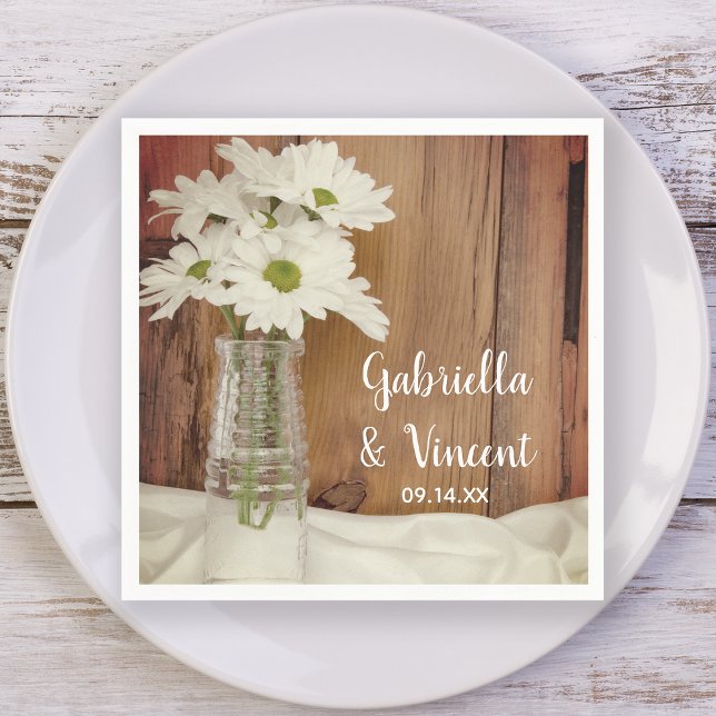 Servilleta De Papel Daisies blancos en Boda de botellas de leche (Subido por el creador)