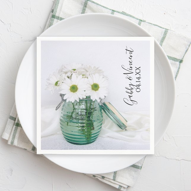 Servilleta De Papel Daisies blancos en Boda de la vesícula de Jar Azul (Subido por el creador)
