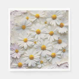 Servilleta De Papel Daisies Blancos Sobre Papel En Peligro