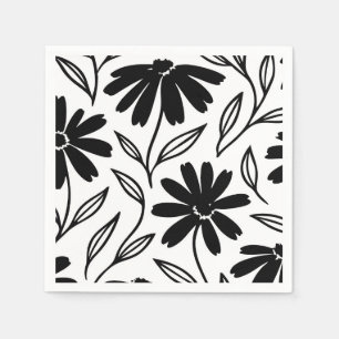 Servilleta De Papel Daisies de Tinta Negra Ducha de Novia Boho
