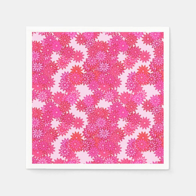 Servilleta De Papel Daisies en tonos rosa y fucsia (Anverso)