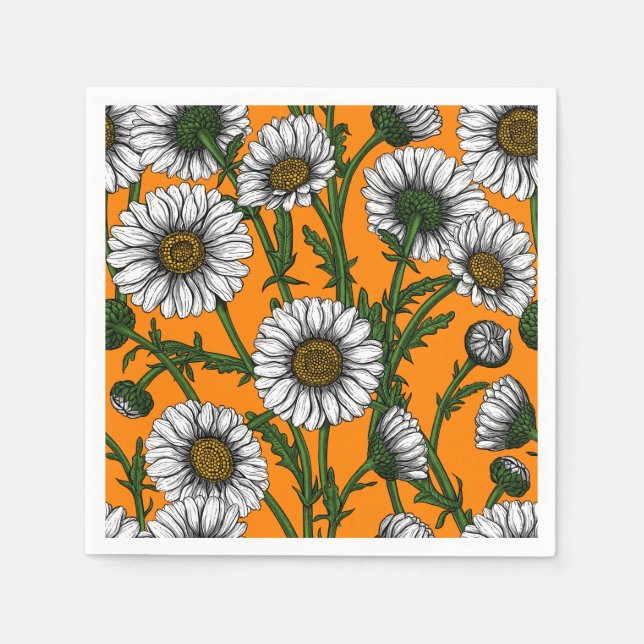 Servilleta De Papel Daisies on naranja (Anverso)