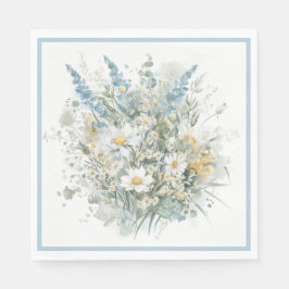 Servilleta De Papel Daisies ruidosos y ducha de novia floral azul