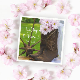 Servilleta De Papel Daisies Rusticos Rosa Boots Boda Occidental