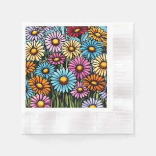 Servilleta De Papel Daisies vibrantes bohemias - Aspecto de vidrio man