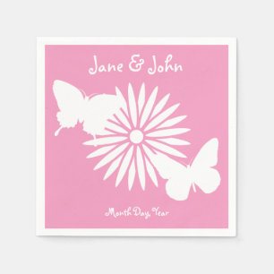 Servilleta De Papel Daisies y mariposas en toallas rosadas Petal