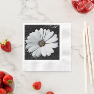 Servilleta De Papel Daisies y tonos grises