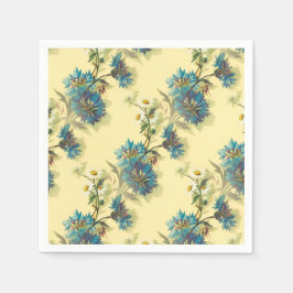 Servilleta De Papel Daisitas blancas de época y croqueta de flores azu