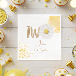 Servilleta De Papel Daisy acuarela segundo cumpleaños