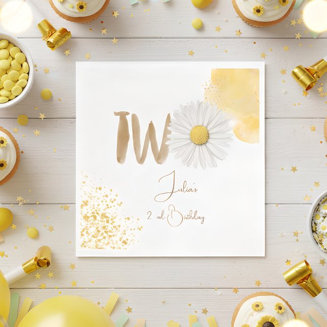 Servilleta De Papel Daisy acuarela segundo cumpleaños (Subido por el creador)