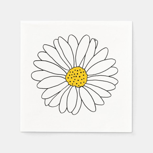 Servilleta De Papel Daisy amarillo y blanco (Anverso)