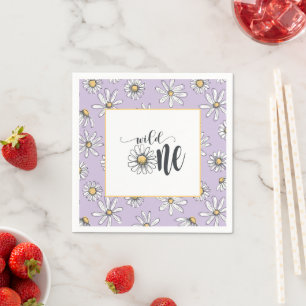 Servilleta De Papel Daisy Birthday Napkin - Wild One - Purple