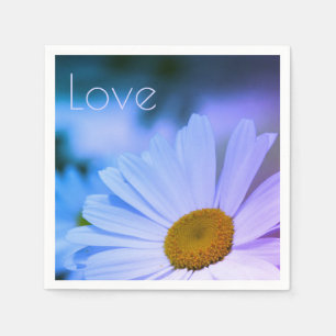 Servilleta De Papel Daisy blanco con azul claro