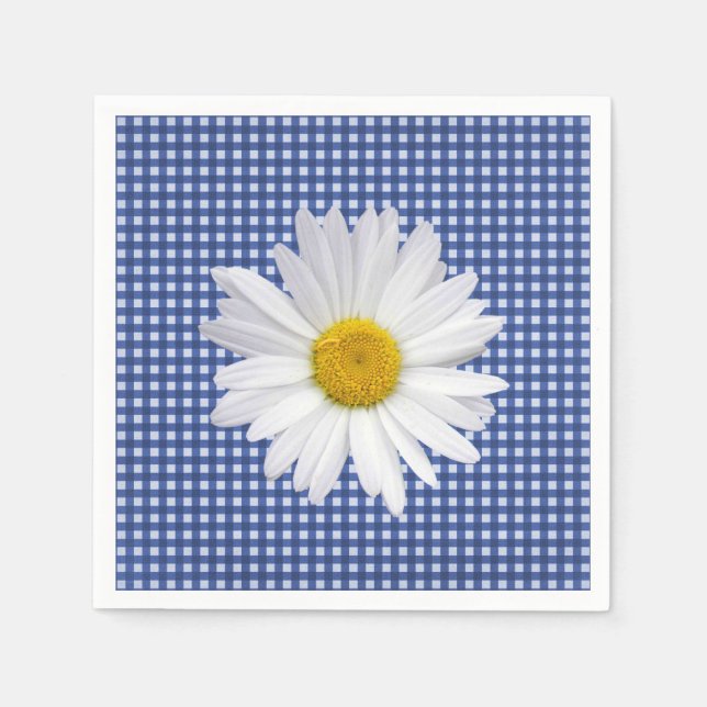 Servilleta De Papel Daisy Blanco En Gingham (Anverso)