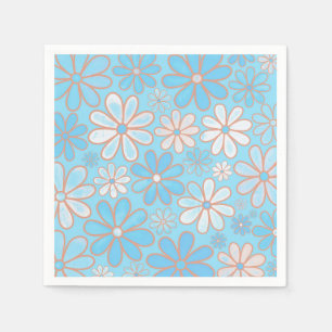 Servilleta De Papel Daisy blanco y azul simple