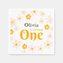Servilleta De Papel Daisy Boho Floral Primer cumpleaños