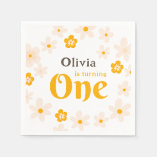 Servilleta De Papel Daisy Boho Floral Primer cumpleaños